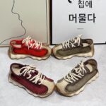 두꺼운 밑창 레트로 바오터우 포레스트 검프 슈즈 여성용 가을 2024 신상 한국 레이스업 핸드메이드 정품 가죽 스포츠 아빠 슈즈 여성용 - 이미지 3