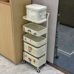 만화 트롤리 랙 다기능 다층 스토리지 랙 거실 주방 바닥 모바일 야채 바구니 간식 ​​랙 - 이미지 3