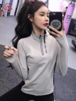 KAYANTY 슬림핏 하프 지퍼 피트니스 의류 상의 여성용 아웃도어 스포츠 스웨트셔츠 긴팔 사이클링 요가 의류 봄과 가을