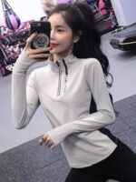 KAYANTY 슬림핏 하프 지퍼 피트니스 의류 상의 여성용 아웃도어 스포츠 스웨트셔츠 긴팔 사이클링 요가 의류 봄과 가을 - 이미지 2