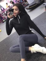 KAYANTY 슬림핏 하프 지퍼 피트니스 의류 상의 여성용 아웃도어 스포츠 스웨트셔츠 긴팔 사이클링 요가 의류 봄과 가을 - 이미지 3