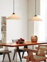 중세 빈티지 레스토랑 샹들리에 일본식 복고풍 수제 쌀 종이 와비사비 스타일 선 티룸 스윙 암 램프 - 이미지 3