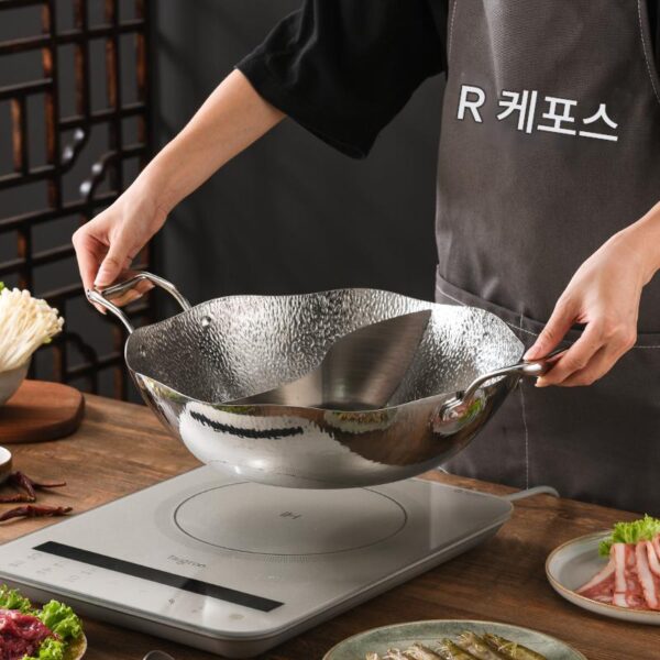 304 스테인리스 스틸 해머 패턴 연꽃잎 만다린 오리 핫팟 냄비 상업용 특대형 유도 조리기 가스 스토브 범용 단일 풍미 핫팟