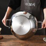 304 스테인리스 스틸 해머 패턴 연꽃잎 만다린 오리 핫팟 냄비 상업용 특대형 유도 조리기 가스 스토브 범용 단일 풍미 핫팟 - 이미지 4