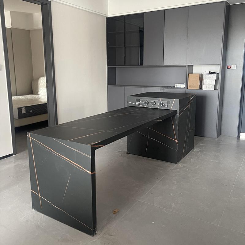 main_831870559656_0-1 록 플레이트 아일랜드 테이블 식탁 통합 가정용 접이식 2025년 신제품 로렌 블랙 골드 대형 및 소형 아파트 조명 고급 고급 - 이미지 1