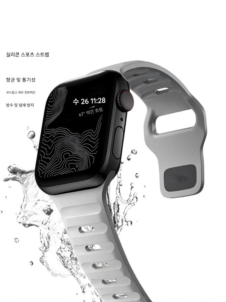 main_832282666508_0-1 Apple Watch S10에 적용 가능 Apple Watch 실리콘 스포츠 방수 남성용 및 여성용 스트랩 데오도란트 울트라 - 이미지 1