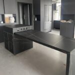 록 플레이트 아일랜드 테이블 식탁 통합 가정용 접이식 2025년 신제품 로렌 블랙 골드 대형 및 소형 아파트 조명 고급 고급 - 이미지 2