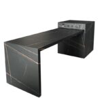 록 플레이트 아일랜드 테이블 식탁 통합 가정용 접이식 2025년 신제품 로렌 블랙 골드 대형 및 소형 아파트 조명 고급 고급 - 이미지 5