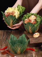 창의적이고 독특한 인터넷 셀럽 식기 양배추 모양 냄비 야채 그릇 버섯 플래터 아기 양배추 에노키 버섯 녹색 야채 그릇 - 이미지 3