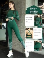 피트니스 수트 여성 요가복 가을 겨울 필라테스 트레이닝 긴팔 타이트 패션 러닝 속건성 의류 스포츠 긴팔 - 이미지 2