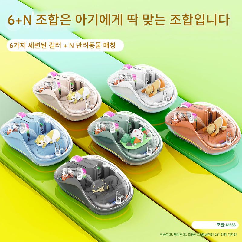 main_833326192292_0-1 Tigercat 신문화창의선물 무선 블루투스 3모드 충전 투명 발광 인체공학적 자석 인형 마우스 - 이미지 1