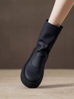 lulucozy 스페인 니치 브랜드 가을 겨울 신상품 두꺼운 밑창 탄성 굴뚝 부츠 높이 있는 짧은 부츠 얇은 부츠 여성