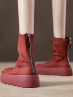 lulucozy 스페인 니치 브랜드 가을 겨울 신상품 두꺼운 밑창 탄성 굴뚝 부츠 높이 있는 짧은 부츠 얇은 부츠 여성 - 이미지 4