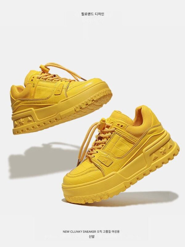 [리틀팻티] 리인그레이브드 클래식 2025년 봄 신상 두꺼운 밑창 키높이면서 날씬해 보이는 정품 가죽 아빠화 두꺼운 밑창 스니커즈