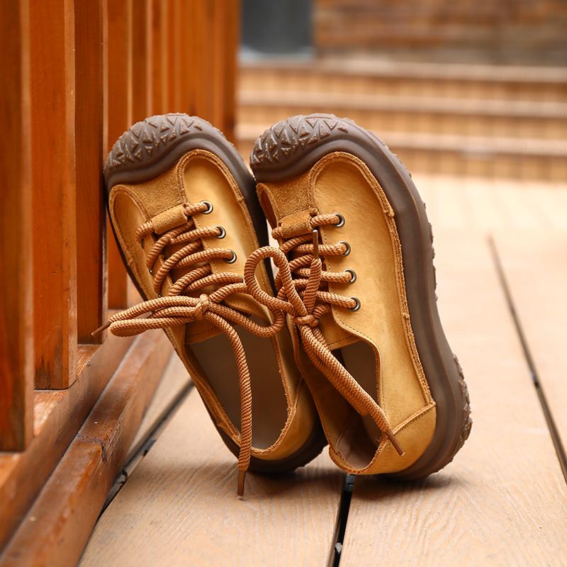 main_835602842341_0-1 (주오야) 2024 신상 귀엽고 편안한 대학 스타일 여성화 두꺼운 바닥 플랫 힐 레이스업 캐주얼 여성화 - 이미지 1