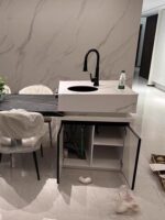 싱크대가 통합된 록 플레이트 섬 테이블 홈 맞춤형 다기능 바 조명 럭셔리 소형 아파트 서양식 주방 섬 - 이미지 4