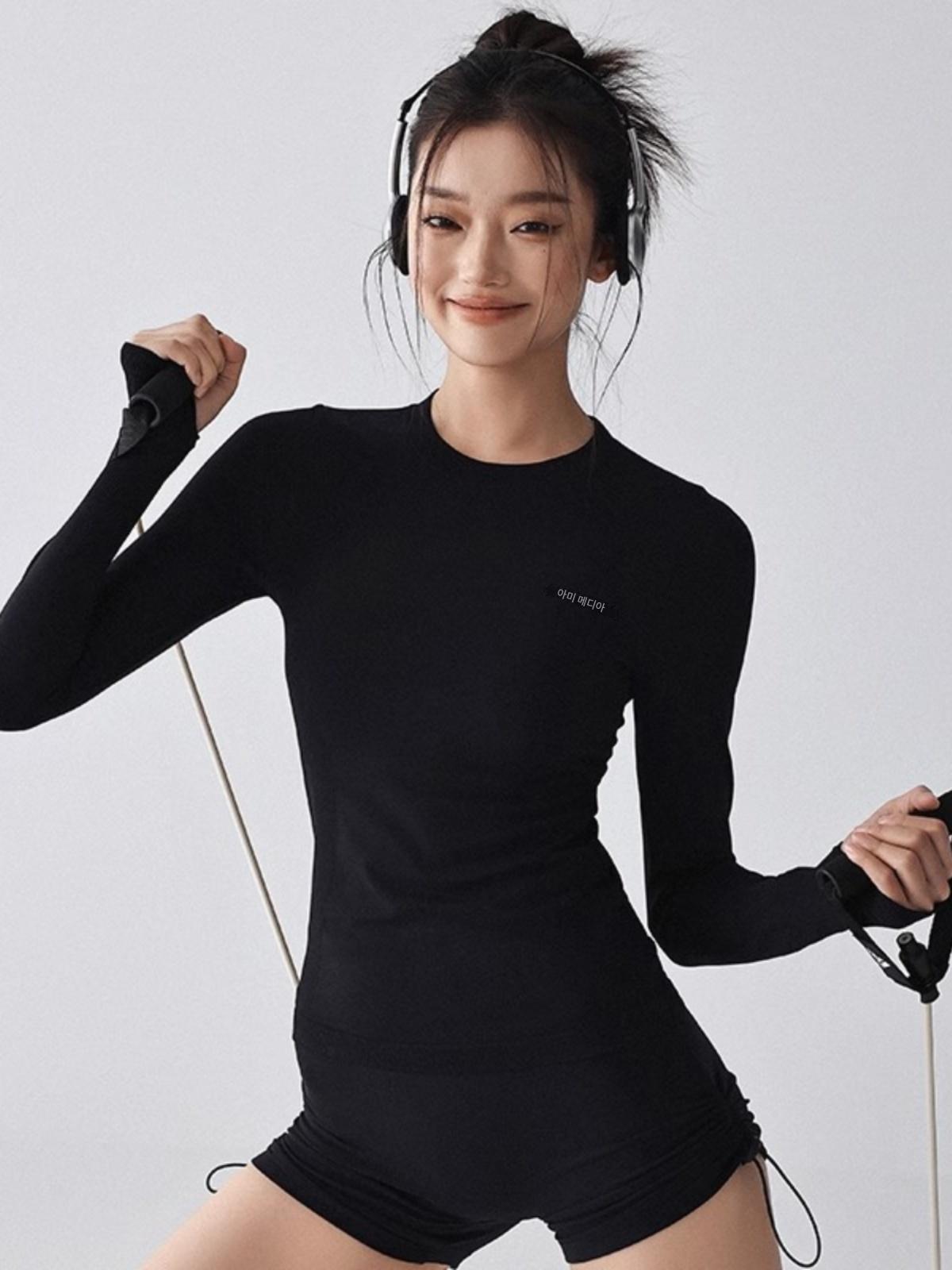 main_836361935257_0-1 lulu 대체 스포츠 상의 여성 가을과 겨울 새로운 속건성 피트니스 의류 긴팔 전문 필라테스 트레이닝 요가 의류 - 이미지 1