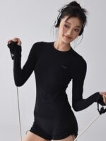 lulu 대체 스포츠 상의 여성 가을과 겨울 새로운 속건성 피트니스 의류 긴팔 전문 필라테스 트레이닝 요가 의류 - 이미지 3