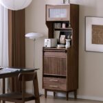 북미산 검은 호두 사이드보드 통합형 벽걸이 티 캐비닛 소형 아파트 견고한 나무 하이 캐비닛 거실 수납 캐비닛