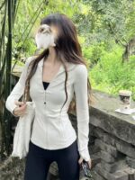 루루 디파인 재킷 루루 클래식 스탠드 칼라 재킷 슬림 스포츠 탑 요가 웨어 재킷 - 이미지 3