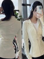 루루 디파인 재킷 루루 클래식 스탠드 칼라 재킷 슬림 스포츠 탑 요가 웨어 재킷 - 이미지 4