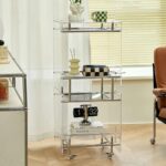 레이지스페이스 노르딕 아크릴 랙 투명 이동식 2단 수납장 그물 셀러브리티 거실 홈 디스플레이 - 이미지 2