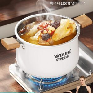 일본식 국 냄비 316L 두꺼운 스테인리스 스틸 가정용 이중 귀 찜 죽 노스틱 팬 유도 쿠커 가스 범용