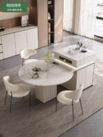 전자동 솔리드 우드 록 플레이트 아일랜드 테이블 식탁 통합 크림 스타일 텔레스코픽 접이식 스마트 전기 음성 주방 티바 - 이미지 4