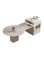 전자동 솔리드 우드 록 플레이트 아일랜드 테이블 식탁 통합 크림 스타일 텔레스코픽 접이식 스마트 전기 음성 주방 티바 - 이미지 5