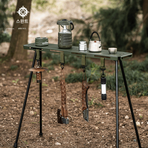 야외 휴대용 보관 선반 분리형 Swante 알루미늄 합금 캠핑 2중 레이어 롱 테이블 보관 선반