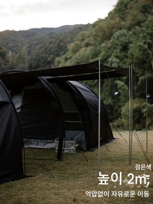 오프위크 쉼터 블랙 워리어 휴대용 대형 두꺼운 전문 캠핑 장비 두 개의 방과 한 개의 거실 설치