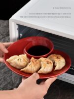 JM 10인치 조개 접시, 개인화된 크리에이티브 그리드 접시, 세라믹 가정용 새우 접시, 식초 접시가 있는 만두 접시 - 이미지 2