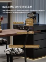 중세 호두나무 무늬 록보드 수납식 섬 테이블 식탁 통합 가정용 전자렌지 수납 다기능 식사 섬 - 이미지 3