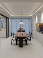 중세 호두나무 무늬 록보드 수납식 섬 테이블 식탁 통합 가정용 전자렌지 수납 다기능 식사 섬 - 이미지 5