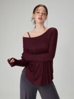 alo 요가 요가 긴팔 상의 여성 가을 ​​신상품 속건 스포츠 티셔츠 루즈 필라테스 러닝 피트니스 의류 - 이미지 3