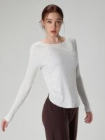 alo 요가 요가 긴팔 상의 여성 가을 ​​신상품 속건 스포츠 티셔츠 루즈 필라테스 러닝 피트니스 의류 - 이미지 4