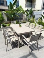 야외용 테이블과 의자 안뜰 빌라 전 알루미늄 합금 야외 발코니 테라스 방수 선크림 심플 레저 야외용 테이블과 의자