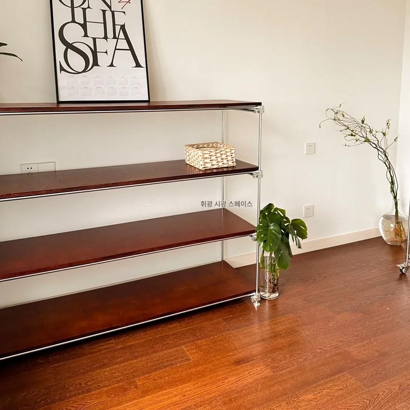 main_839647502520_0-1 모던 심플 플로어 스탠딩 책장 다층 디스플레이 랙 산업 스타일 스테인리스 광축 스토리지 랙 - 이미지 1