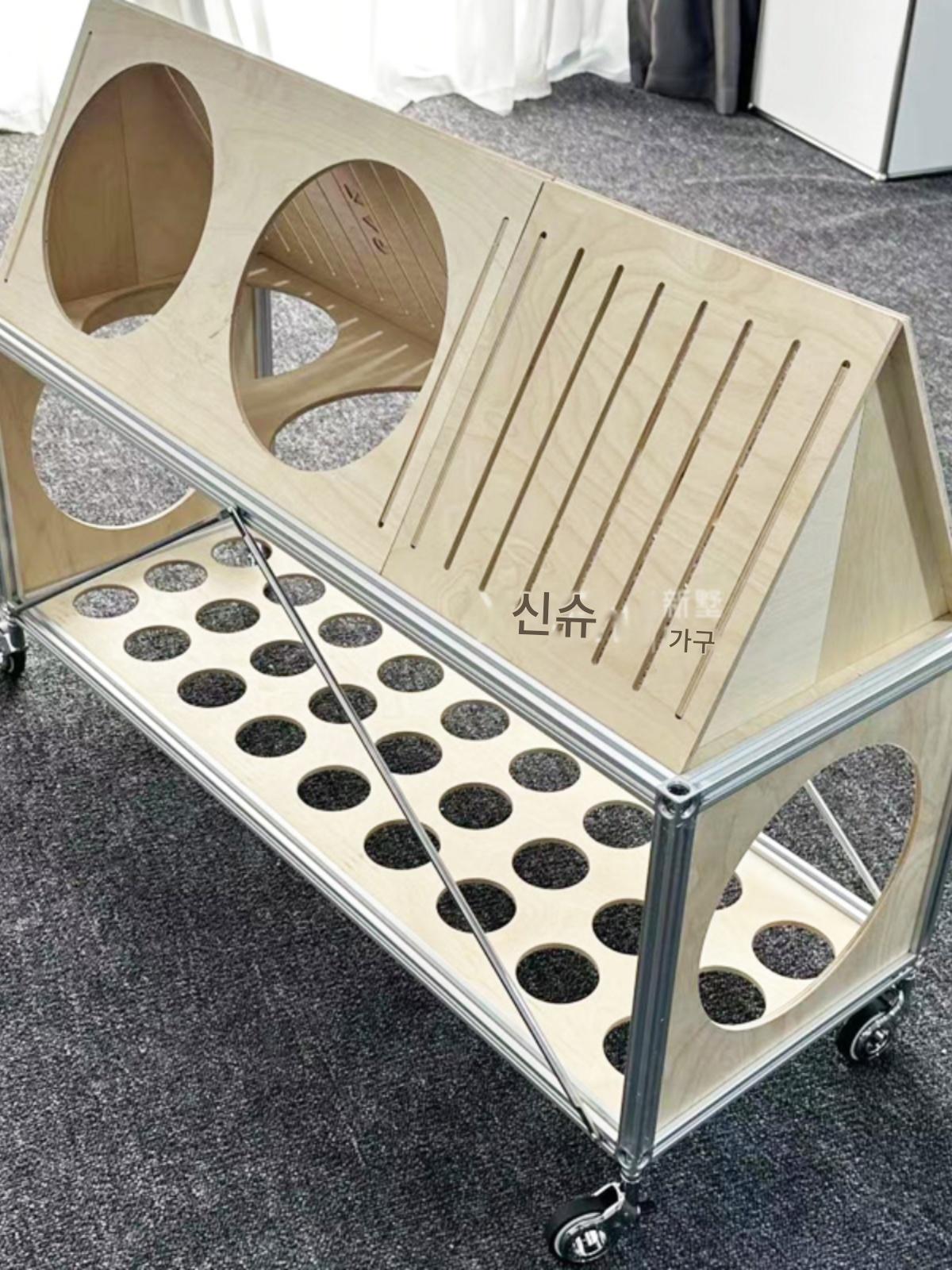 main_839669503904_0-1 통나무 스타일 이동식 소파 사이드 테이블 랙 발코니 화분 랙 디스플레이 랙 책장 잡지 랙 다육식물 트레이 - 이미지 1