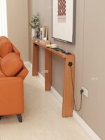 견고한 목재 기능성 전기 소파 후면 수납 선반 벽 바닥 수납 선반 틈새 긴 좁은 가장자리 테이블 - 이미지 5