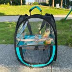 앵무새 여행 가방 투명 휴대용 핸드헬드 새장 블랙 피닉스 찌르레기 및 작은 타이 상 따뜻한 빛 차단 대형 여행 가방 - 이미지 2