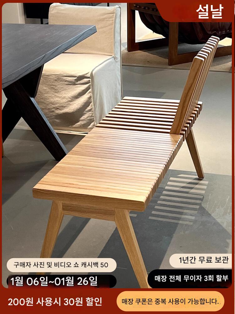 main_840699495208_0 크리에이티브 솔리드 우드 접이식 식탁 롱 벤치 중고 신발 벤치 레스토랑 레저 식탁 벤치 심플 등받이 포함 - 이미지 1
