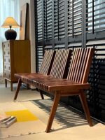 크리에이티브 솔리드 우드 접이식 식탁 롱 벤치 중고 신발 벤치 레스토랑 레저 식탁 벤치 심플 등받이 포함 - 이미지 4