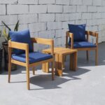 야외 티크 소파 안뜰 빌라 정원 견고한 나무 가구 야외 레저 침대 방수 선크림 조합 세트 - 이미지 4