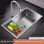 304 스테인리스 스틸 핸드메이드 싱크대 내장형 가정용 식기 세척대 카운터 아래 분지 두꺼운 주방 야채 싱크대 대형 단일 통