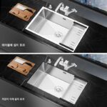 304 스테인리스 스틸 핸드메이드 싱크대 내장형 가정용 식기 세척대 카운터 아래 분지 두꺼운 주방 야채 싱크대 대형 단일 통 - 이미지 3
