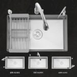 304 스테인리스 스틸 핸드메이드 싱크대 내장형 가정용 식기 세척대 카운터 아래 분지 두꺼운 주방 야채 싱크대 대형 단일 통 - 이미지 4