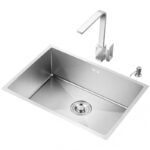 304 스테인리스 스틸 핸드메이드 싱크대 내장형 가정용 식기 세척대 카운터 아래 분지 두꺼운 주방 야채 싱크대 대형 단일 통 - 이미지 5