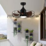 헤링본 파빌리온 뾰족한 지붕 천장 선풍기 조명 야외 텐트 방수 선크림 발코니 햇빛 알루미늄 잎형 룸 선풍기 조명