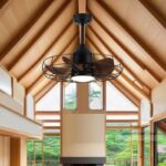 헤링본 파빌리온 뾰족한 지붕 천장 선풍기 조명 야외 텐트 방수 선크림 발코니 햇빛 알루미늄 잎형 룸 선풍기 조명 - 이미지 3